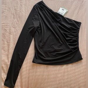 H&M Black One-Shoulder Long Sleeve Top
